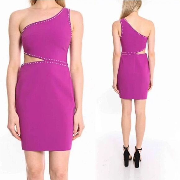 Likely Portia Purple Studded Cut Out Mini Dress Size 10 - Picture 2 of 11